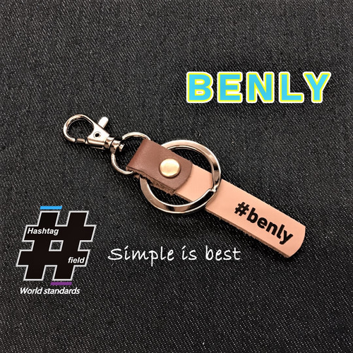 BENLY 本革ハンドメイド ハッシュタグチャームキーホルダー