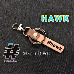 #HAWK 本革ハンドメイド ハッシュタグチャームキーホルダー ホンダ ホーク 1枚目の画像