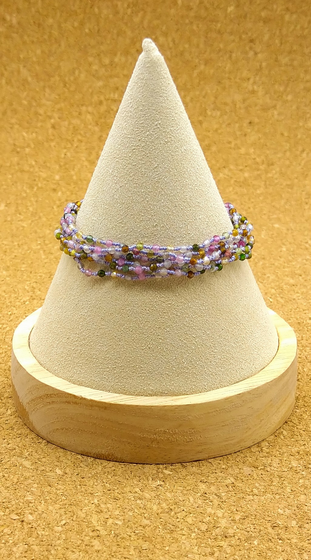 ネックレスにもなるシルク糸の６連ブレスレット★マルチカラートルマリン★安らぎとリラクゼーション★10月生まれ・天秤座のお