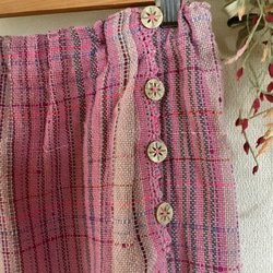 手織りの　Aラインスカート（グレイッシュピンク） 8枚目の画像