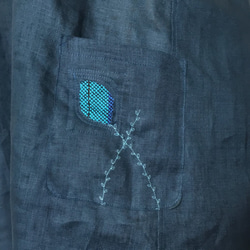 ブルーグリーンのリネンのジャンパースカート 4枚目の画像