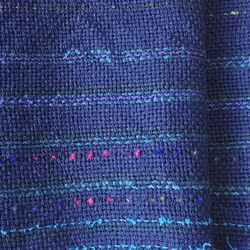 【手作りキット難易度ゼロ】手縫いで作る　手織りの簡単パックンポーチ キット(ブルー系) 3枚目の画像