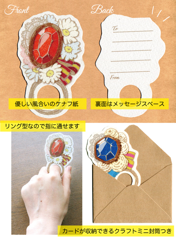 誕生石×誕生花のリング型メッセージカード（お得な12枚セット） 3枚目の画像