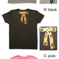 只今人気のブラックのみ販売中☆バックリボンTシャツ（レディース） 2枚目の画像