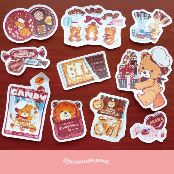 送料無料 】クマのチョコレート工場フレークシール シール・ステッカー