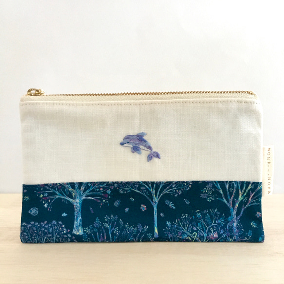 Halekulani 刺繍入り青ポーチ ショップ袋付き Hawaii 2025年最新