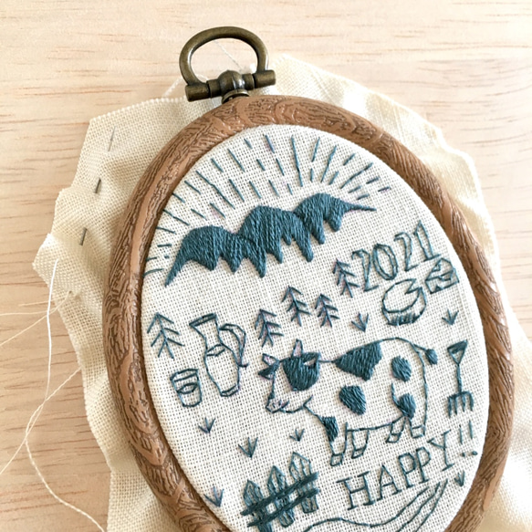 [刺繍キット]シンプル牧場牛の刺繍飾り 5枚目の画像