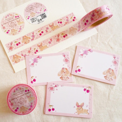 [色々おまとめセット] ✳︎動物刺繍デザイン✳︎ Cherry blossom rabbit ウサギと桜とサクランボ 5枚目の画像