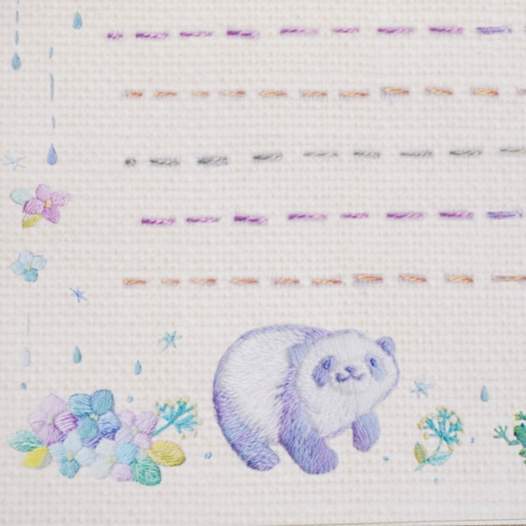 [レターセット] ✳︎動物刺繍デザイン✳︎ Hydrangea Panda 紫陽花パンダ 9枚目の画像