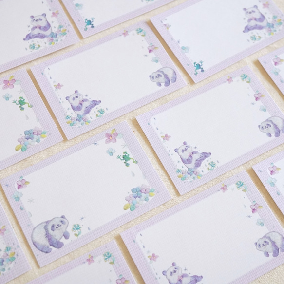 [マステ＋ミニカード15枚セット] ✳︎動物刺繍デザイン✳︎ Hydrangea Panda 紫陽花パンダ 3枚目の画像