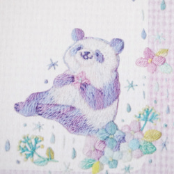 [マステ＋ミニカード15枚セット] ✳︎動物刺繍デザイン✳︎ Hydrangea Panda 紫陽花パンダ 7枚目の画像