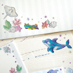 [レターセット] ✳︎動物刺繍デザイン✳︎ Sea creatures 海のいきもの刺繍 4枚目の画像