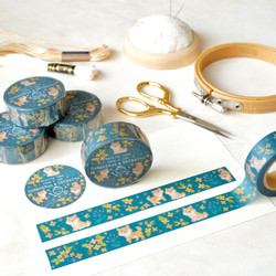 [マスキングテープ] ✳︎動物刺繍デザイン✳︎Osmanthus & ShibaInu 金木犀と柴犬刺繍 6枚目の画像