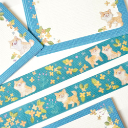[マスキングテープ] ✳︎動物刺繍デザイン✳︎Osmanthus & ShibaInu 金木犀と柴犬刺繍 7枚目の画像