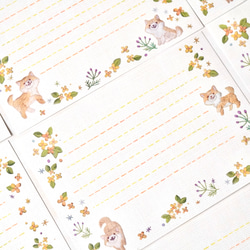 [レターセット] ✳︎動物刺繍デザイン✳︎Osmanthus & ShibaInu 金木犀と柴犬刺繍 7枚目の画像