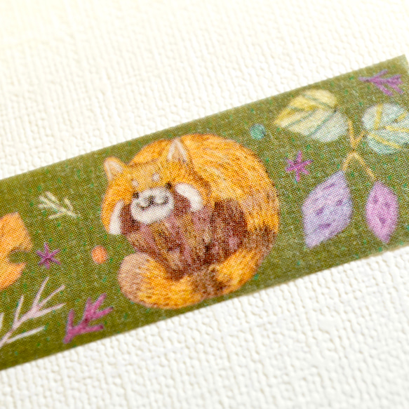 [マスキングテープ] ✳︎動物刺繍デザイン✳︎Red panda & Fox レッサーパンダとキツネ刺繍 4枚目の画像