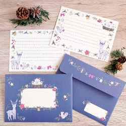 [レターセット] ✳︎動物刺繍デザイン✳︎Happy Christmas シロクマ、トナカイ、白い子リスのクリスマス 8枚目の画像