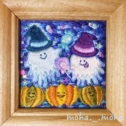 ハロウィン Trick or treat おばけ手刺繍 1枚目の画像