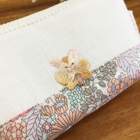 ひょっこり ハムスター ミニ刺繍ポーチ 2枚目の画像