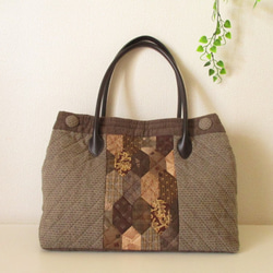 六角つなぎのトート型バッグ パッチワークキルト トートバッグ ハート