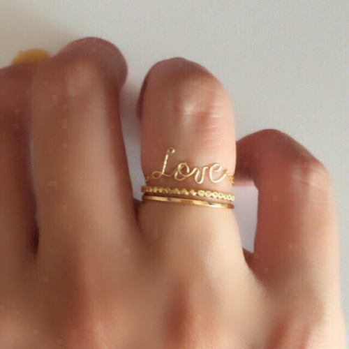 Love ネーム リング イニシャル ワイヤー チェーン 14kgf イニシャル 