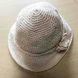 シルク　ニット帽子（オフホワイト） 1枚目の画像