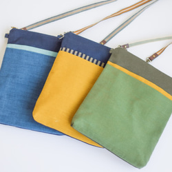 「会津木綿サコッシュ｣ちょっとお出かけ iPad miniもすっぽり入る 2枚目の画像