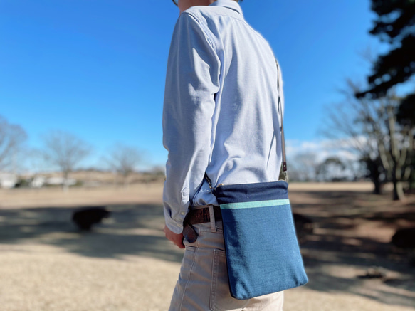 「会津木綿サコッシュ｣ちょっとお出かけ iPad miniもすっぽり入る 6枚目の画像