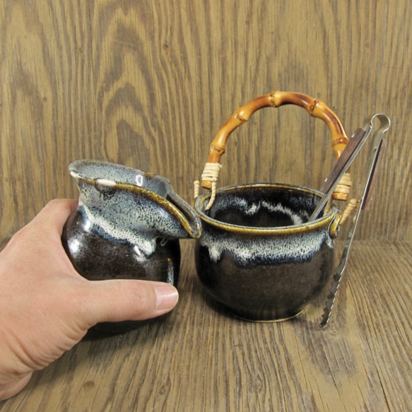 陶器 水割りセット小(アイスペール+ピッチャー)B トング付き ...