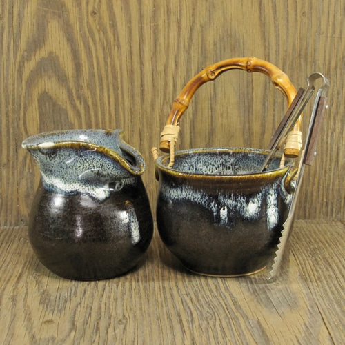 陶器 水割りセット小(アイスペール+ピッチャー)B トング付き ...