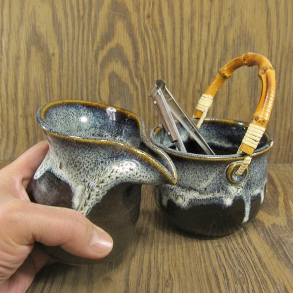 陶器 水割りセット小(アイスペール+ピッチャー)A トング付き ...