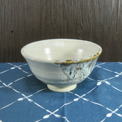 陶器 ご飯茶碗 中　白＋茶色【210308】 1枚目の画像
