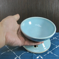 陶器 ペット用エサ入れ　水平型・トルコ【210303】 5枚目の画像