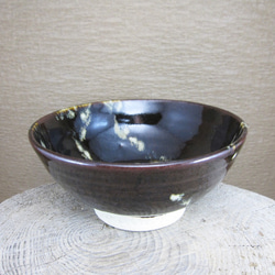 陶器ご飯茶碗（大）黒・白 1枚目の画像