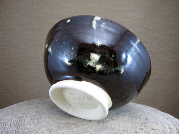 陶器ご飯茶碗（大）黒・白 4枚目の画像