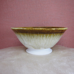 陶器ご飯茶碗（大）茶・白 2枚目の画像
