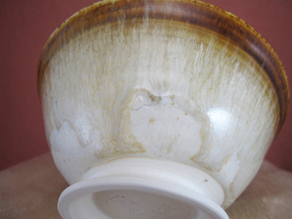 陶器ご飯茶碗（大）茶・白 5枚目の画像