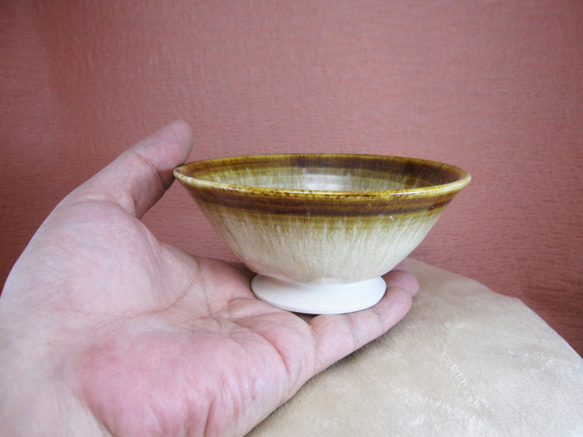 陶器ご飯茶碗（大）茶・白 6枚目の画像