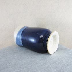 陶器ゴブレット シャンパングラス型（青・白） 4枚目の画像