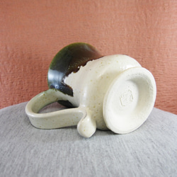 陶器マグカップ・グラマラス（白＋緑） 4枚目の画像