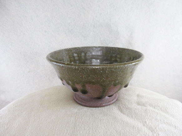 陶器ご飯茶碗（やや大）赤土＋ビードロ 1枚目の画像