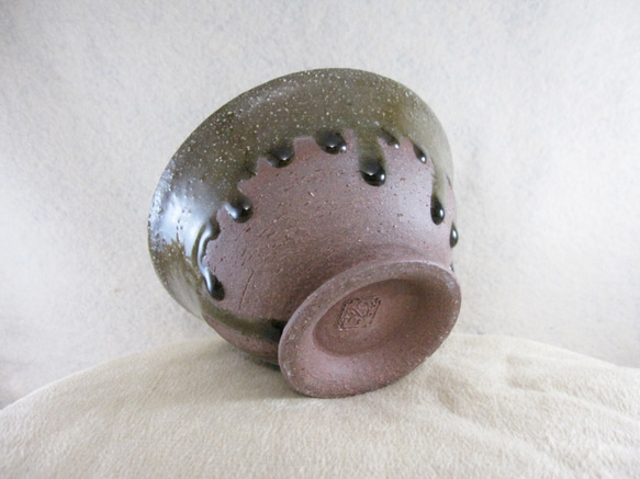 陶器ご飯茶碗（やや大）赤土＋ビードロ 4枚目の画像