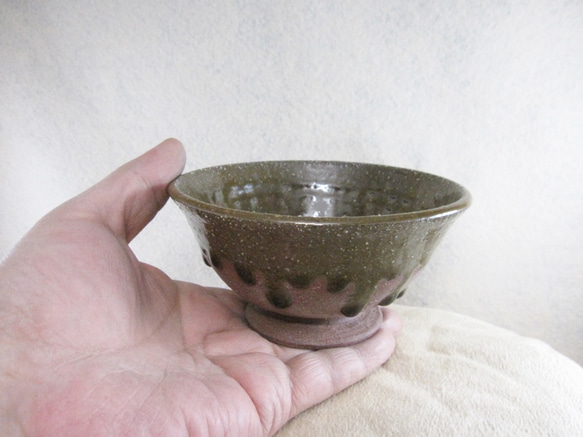 陶器ご飯茶碗（やや大）赤土＋ビードロ 5枚目の画像