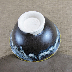 陶器ご飯茶碗（大）青黒＋白 4枚目の画像