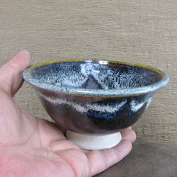 陶器ご飯茶碗（大）青黒＋白 5枚目の画像