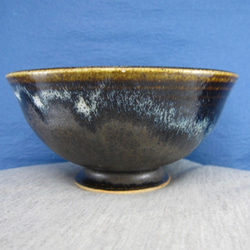 陶器ご飯茶碗（大）青黒天目釉 2枚目の画像