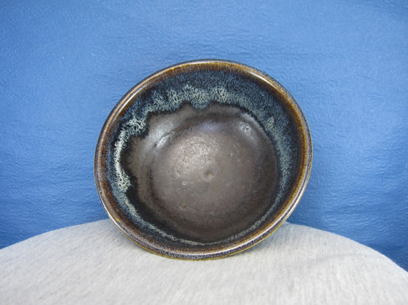 陶器ご飯茶碗（大）青黒天目釉 3枚目の画像