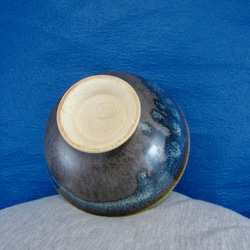 陶器ご飯茶碗（大）青黒天目釉 4枚目の画像