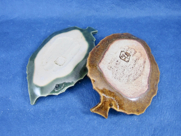 陶器 豆皿・豆鉢：豆葉皿丸型２枚セット（m-19） 4枚目の画像