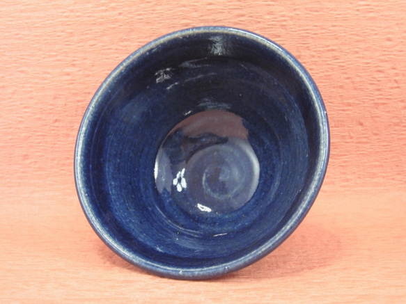 陶器ご飯茶碗（中）ルリ釉　【190424】 4枚目の画像